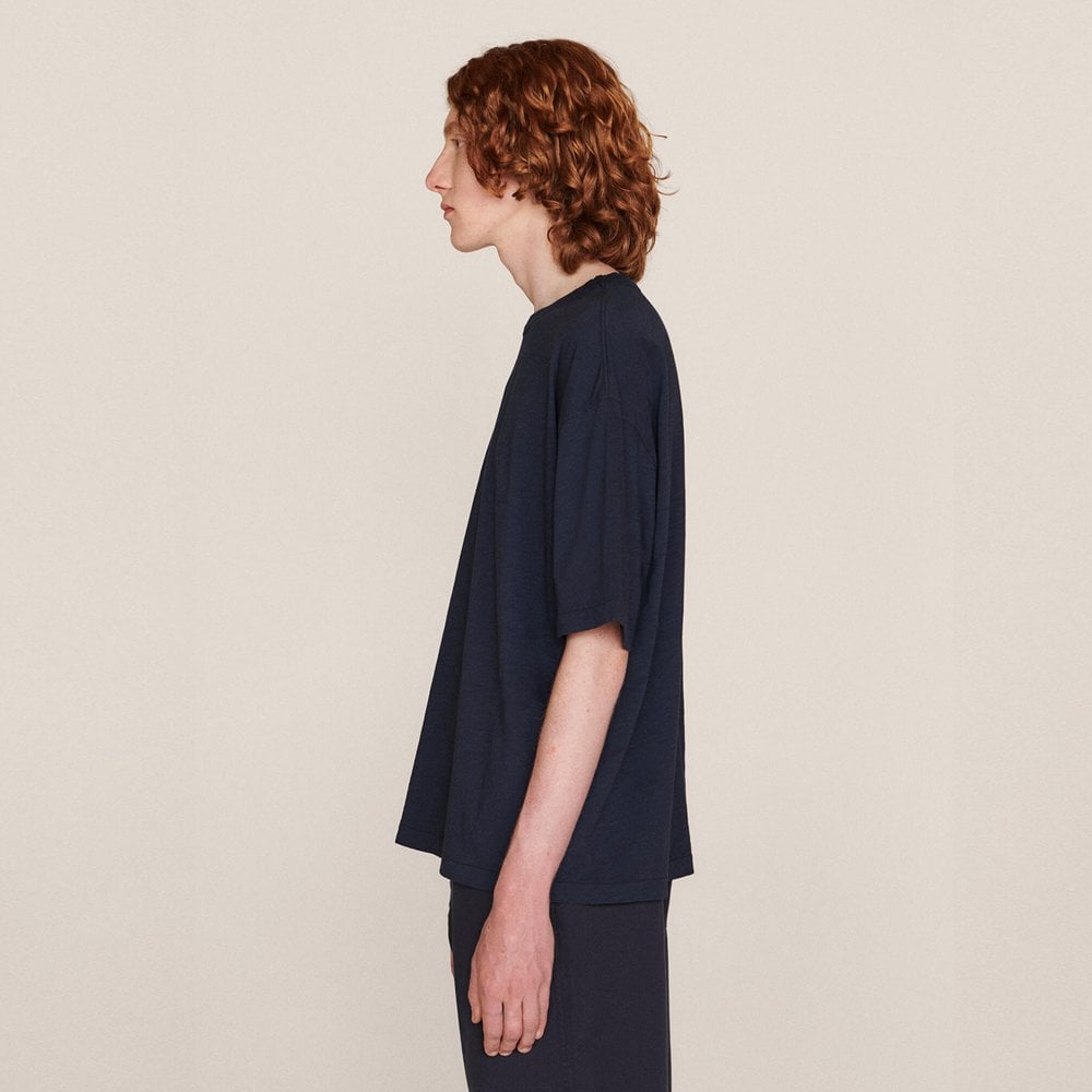 - Cotton Slub Jersey T-Shirt - Navy