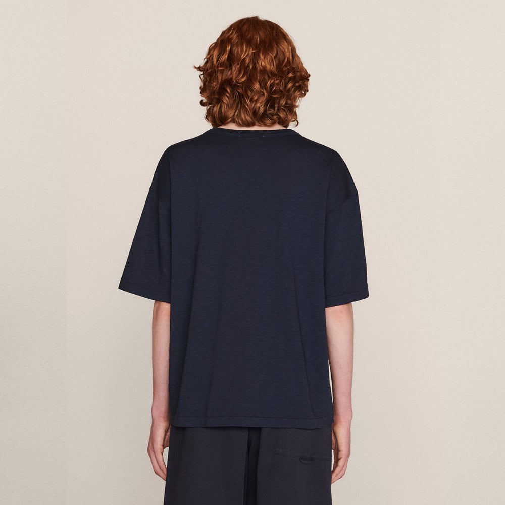 - Cotton Slub Jersey T-Shirt - Navy