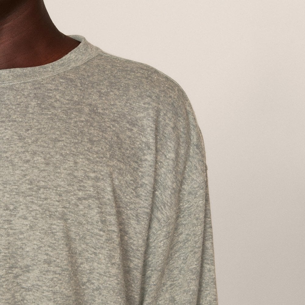 - Linen Blend Marl Jersey T-Shirt - Grey