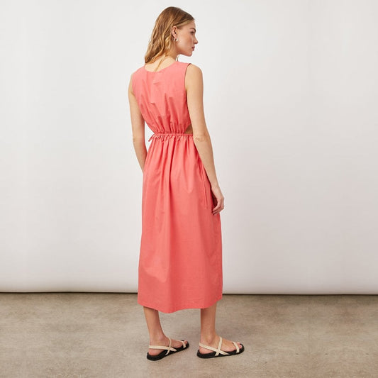 - Yvette - Cotton Midi Dress -  Coral