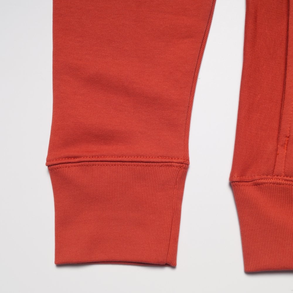 - Cotton Zip-Front Zebra Logo Hoodie - Burnt Orange