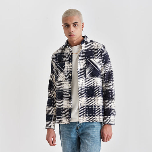 - Whiting - Plaid Overshirt - Navy/White