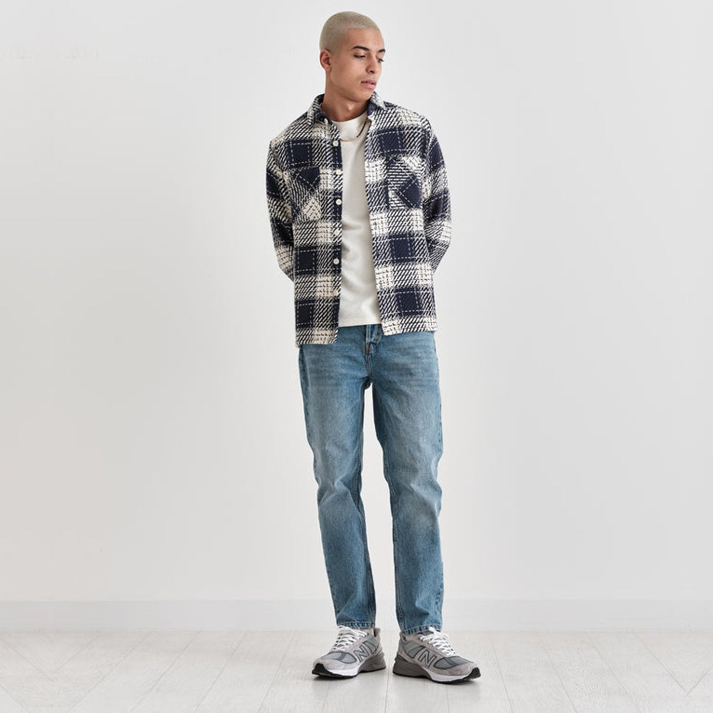 - Whiting - Plaid Overshirt - Navy/White