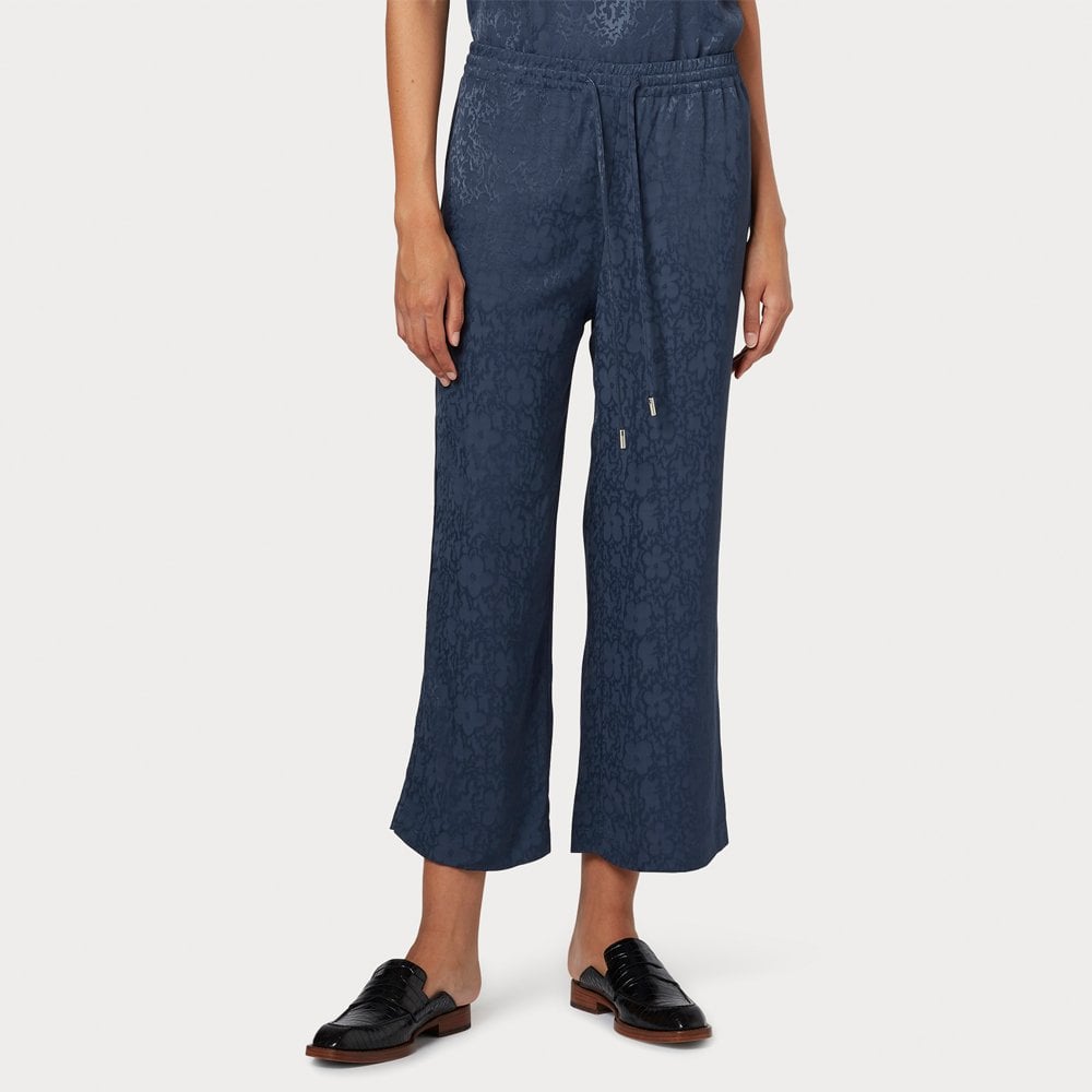 - Floral Jacquard Trousers - Navy