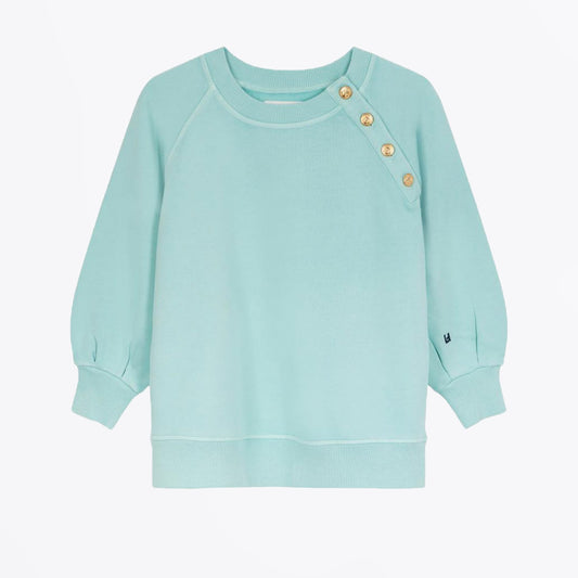 - Sally Button Sweatshirt - Plain Sky