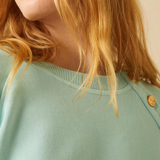 - Sally Button Sweatshirt - Plain Sky