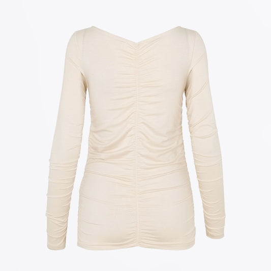 - Ulrika V-Neck Long Sleeve Tee - Whitecap Grey