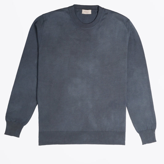 - Tie-Dyed Knitted Crew Neck Sweater - Dark Grey