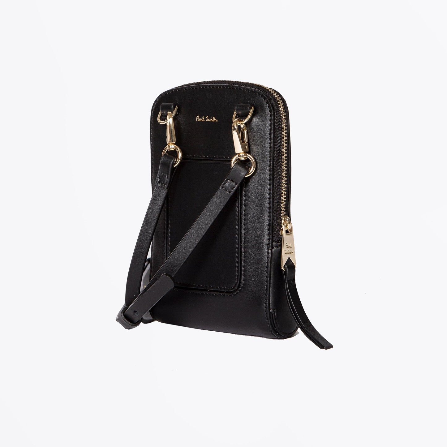 - Painted Stripe Leather Phone Pouch - Black