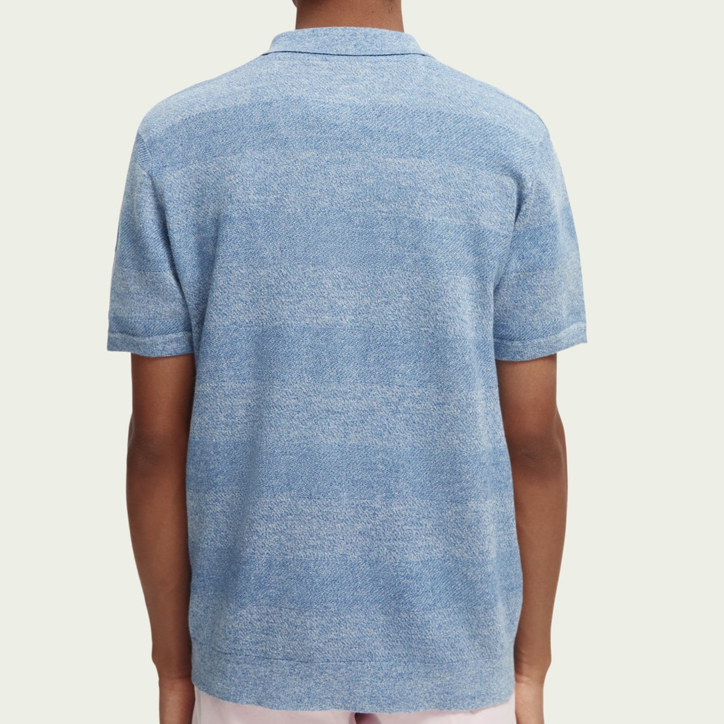 Linen Blend Knitted Polo - Blue Melange
