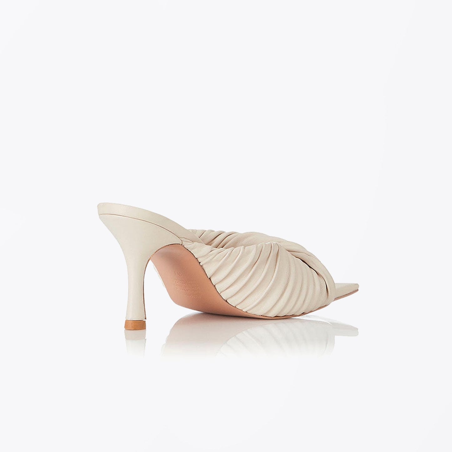 - Flora Mid Heel Leather Shoes - Bone