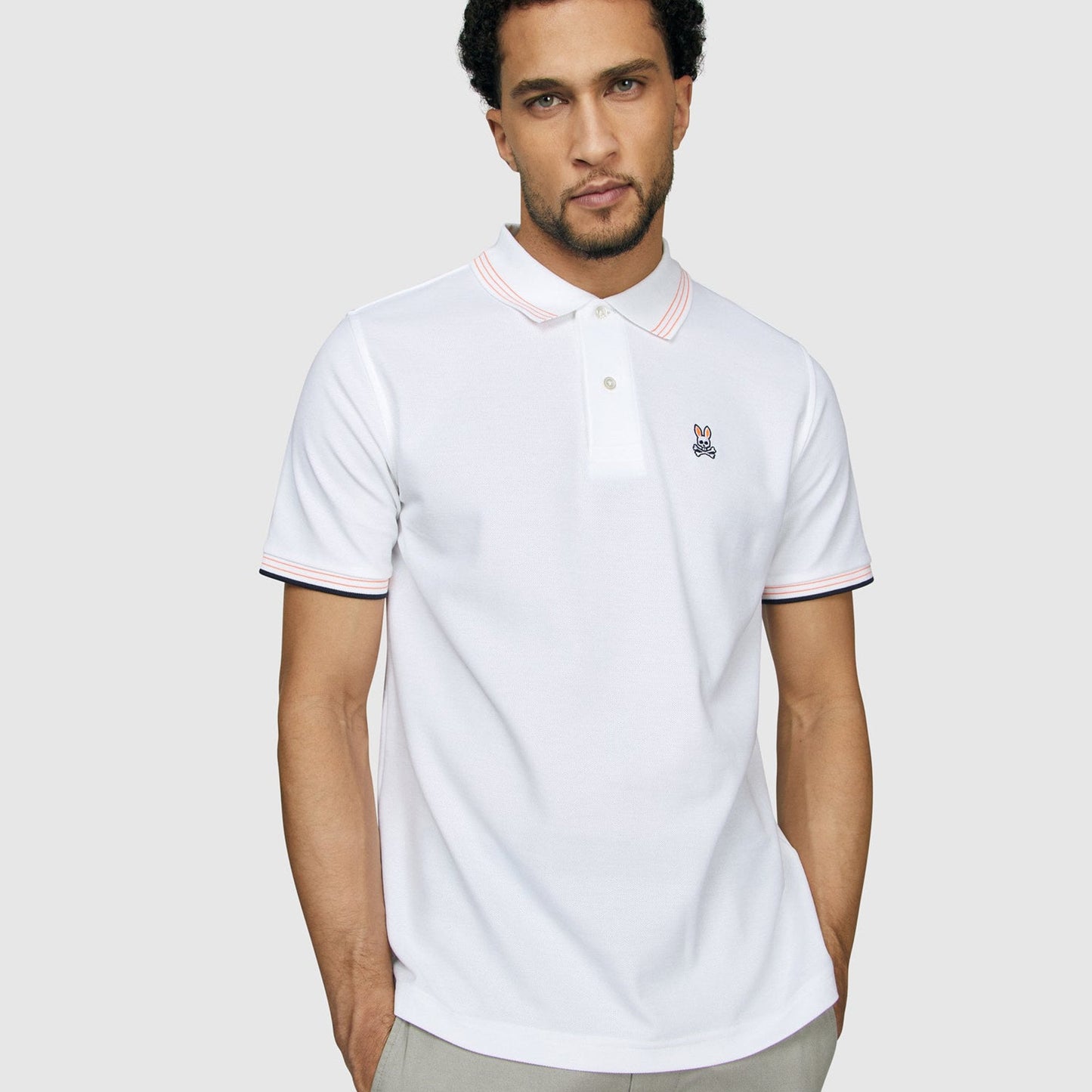 - Anthony - Neon Tipped Polo - White