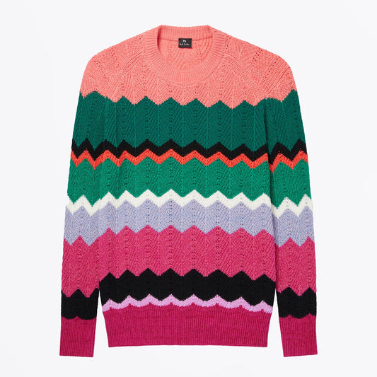 - Zig-Zag Stripe Knitted Sweater - Multi