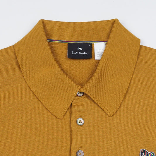 - Zebra Badge Pullover Polo - Ochre Yellow