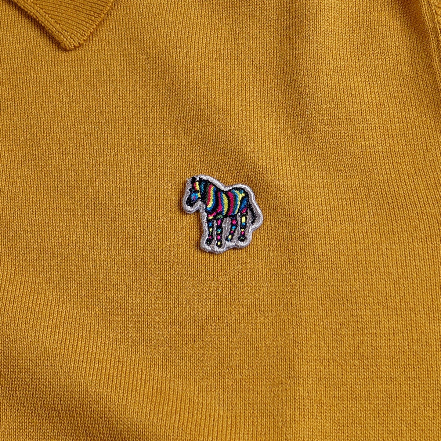 - Zebra Badge Pullover Polo - Ochre Yellow