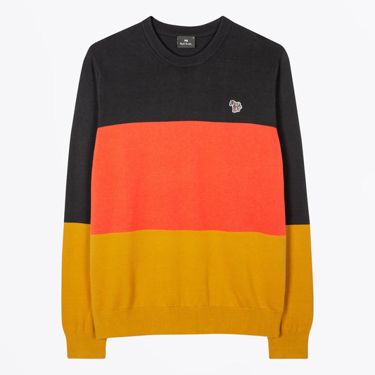 - Zebra Badge Crew Neck Pullover - Black