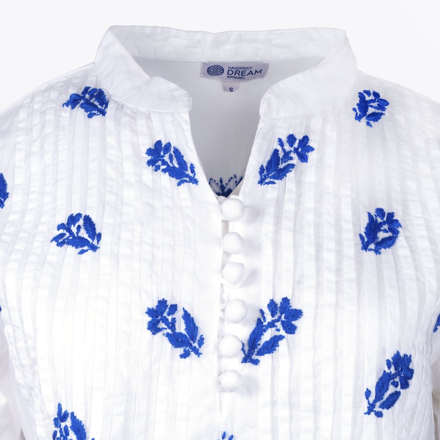 - Sophie Embroidered Dress - Blue/White