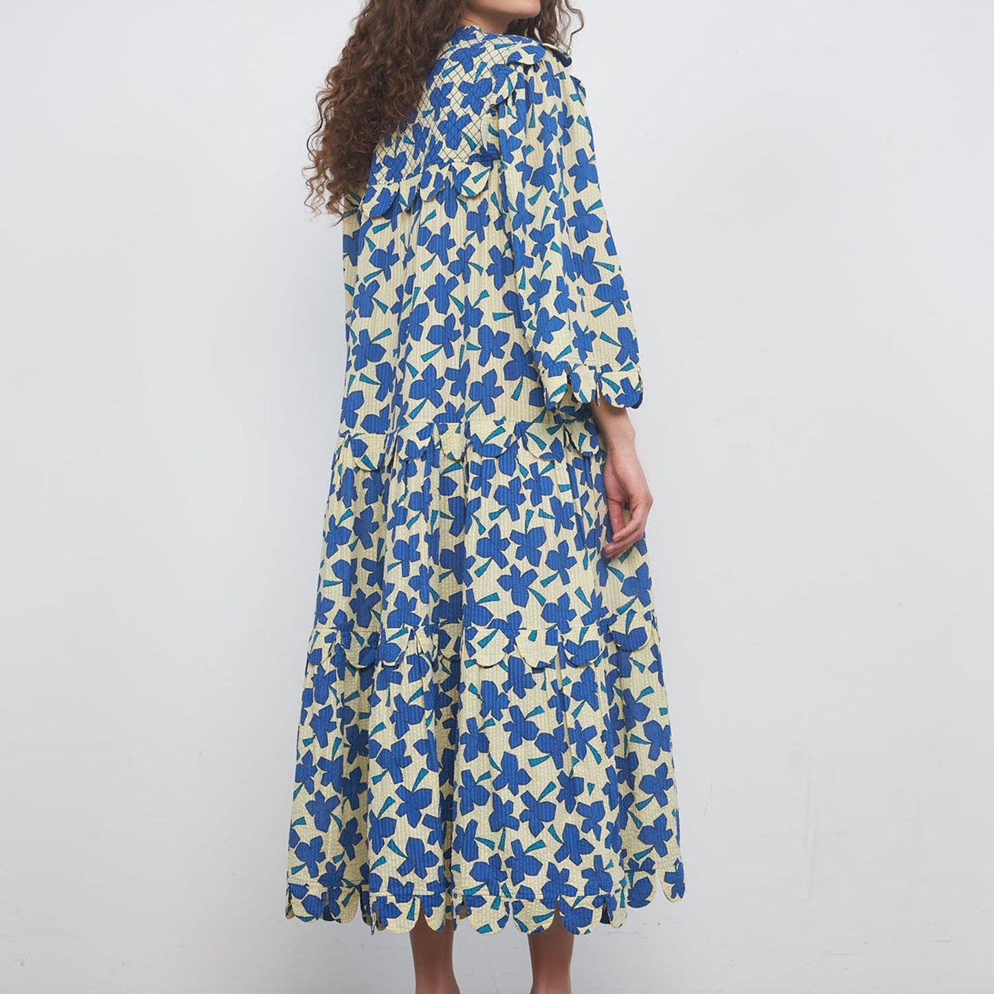 Loan Mae Dress - Bright Blue/Cream