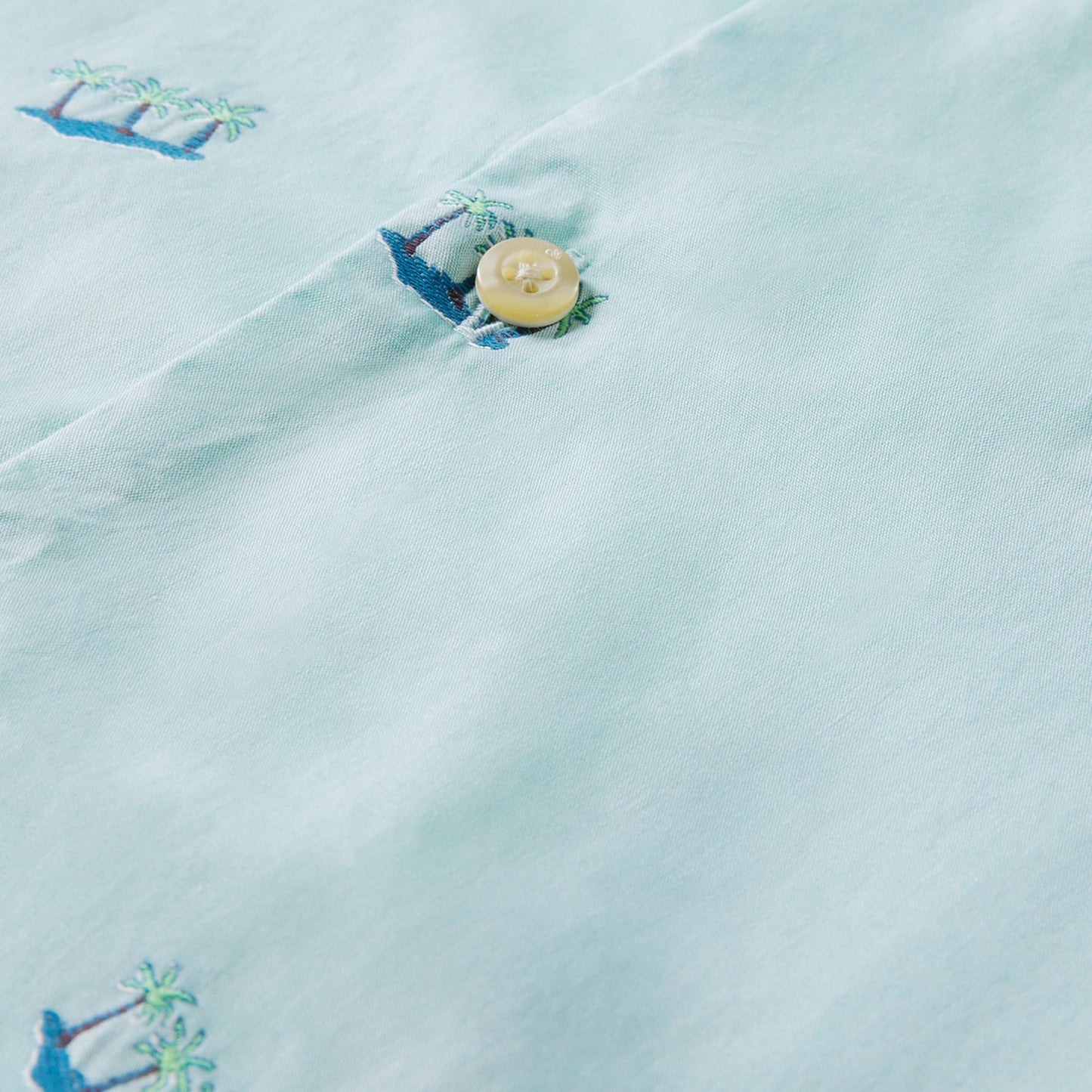 - Slim Fit Embroidered Palm Shirt - Light Blue