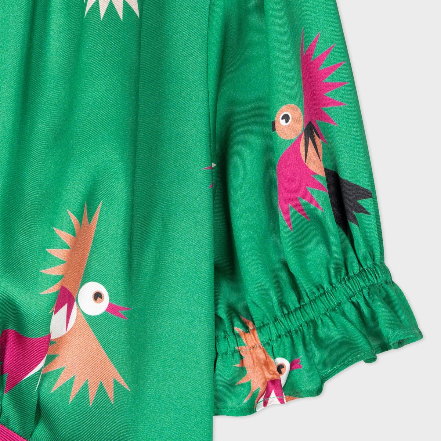 - Bird Print Button Front Dress - Green