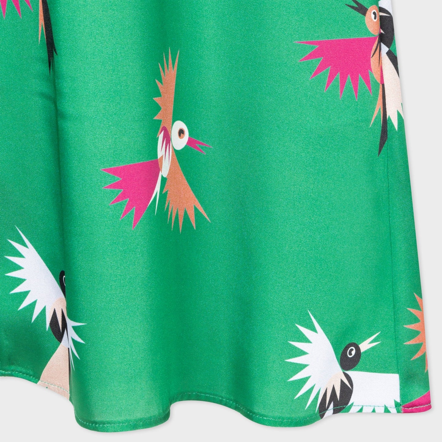 - Bird Print Button Front Dress - Green