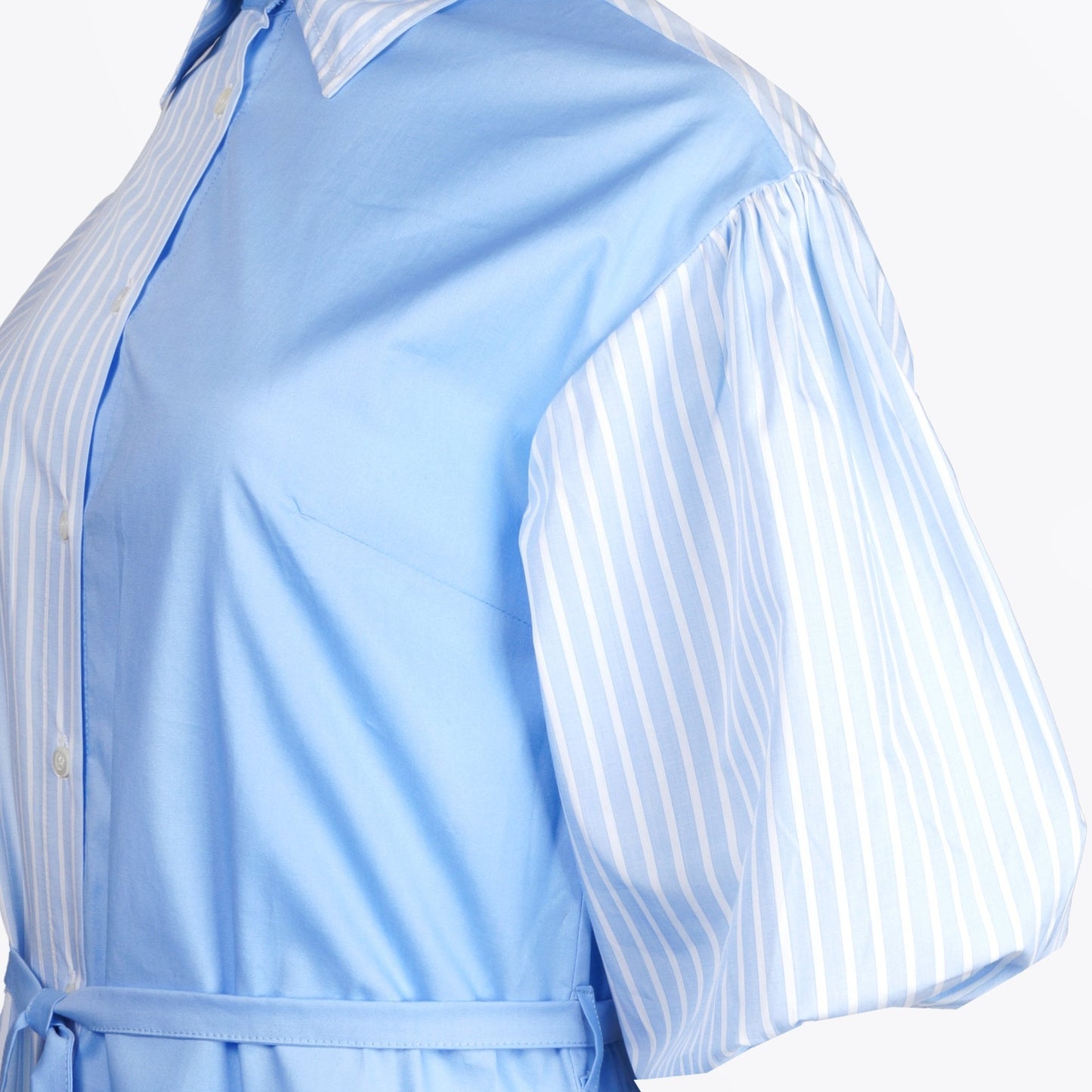 - Rellen Belted Shirt Dress - Bleu Ciel