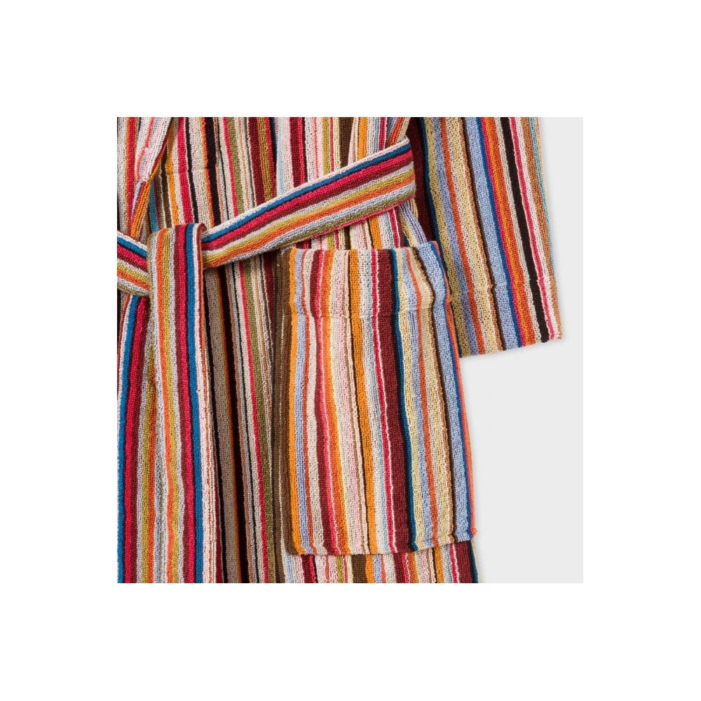 - Signature Stripe Towelling Dressing Gown - Multi