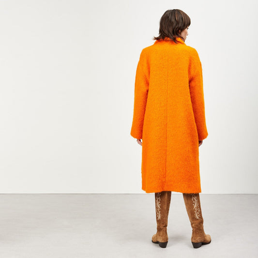 - Wool Blend and Mohair Coat - Orange
