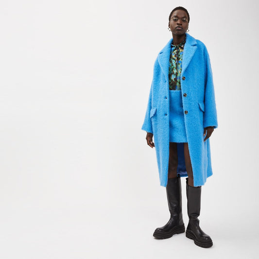 - Wool Blend and Mohair Coat - Baby Blue