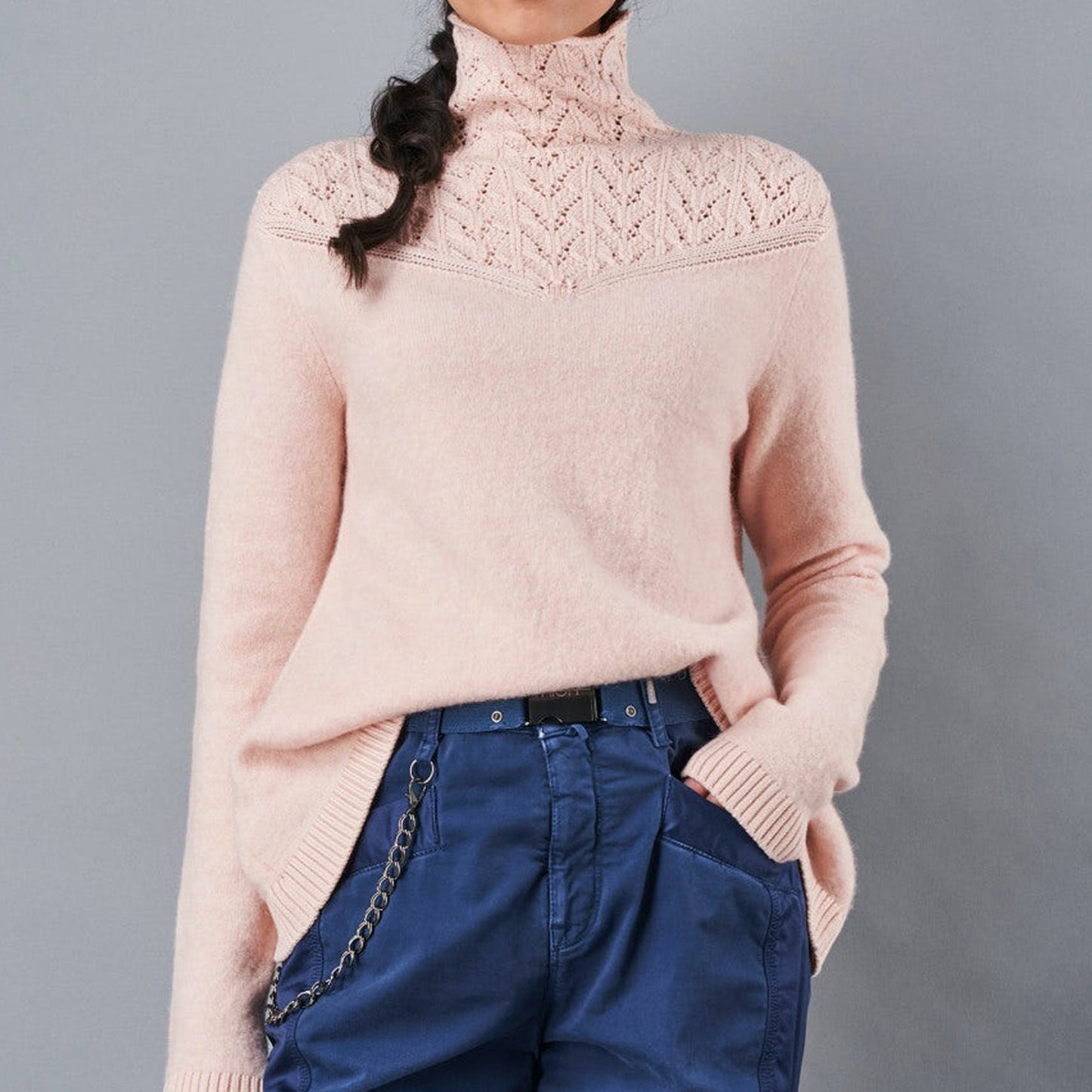 - Arrogance Roll Neck Sweater - Pink