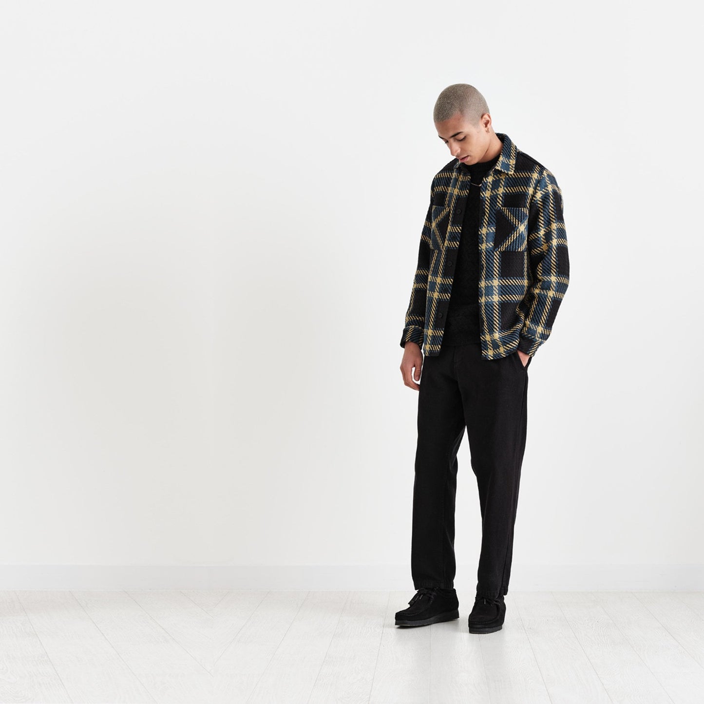 - Whiting Overshirt Beau Check - Black/Khaki