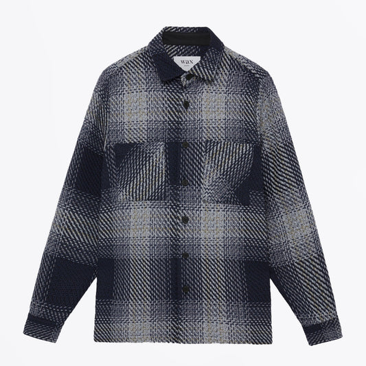 - Whiting Beau Check Overshirt - Navy/Khaki