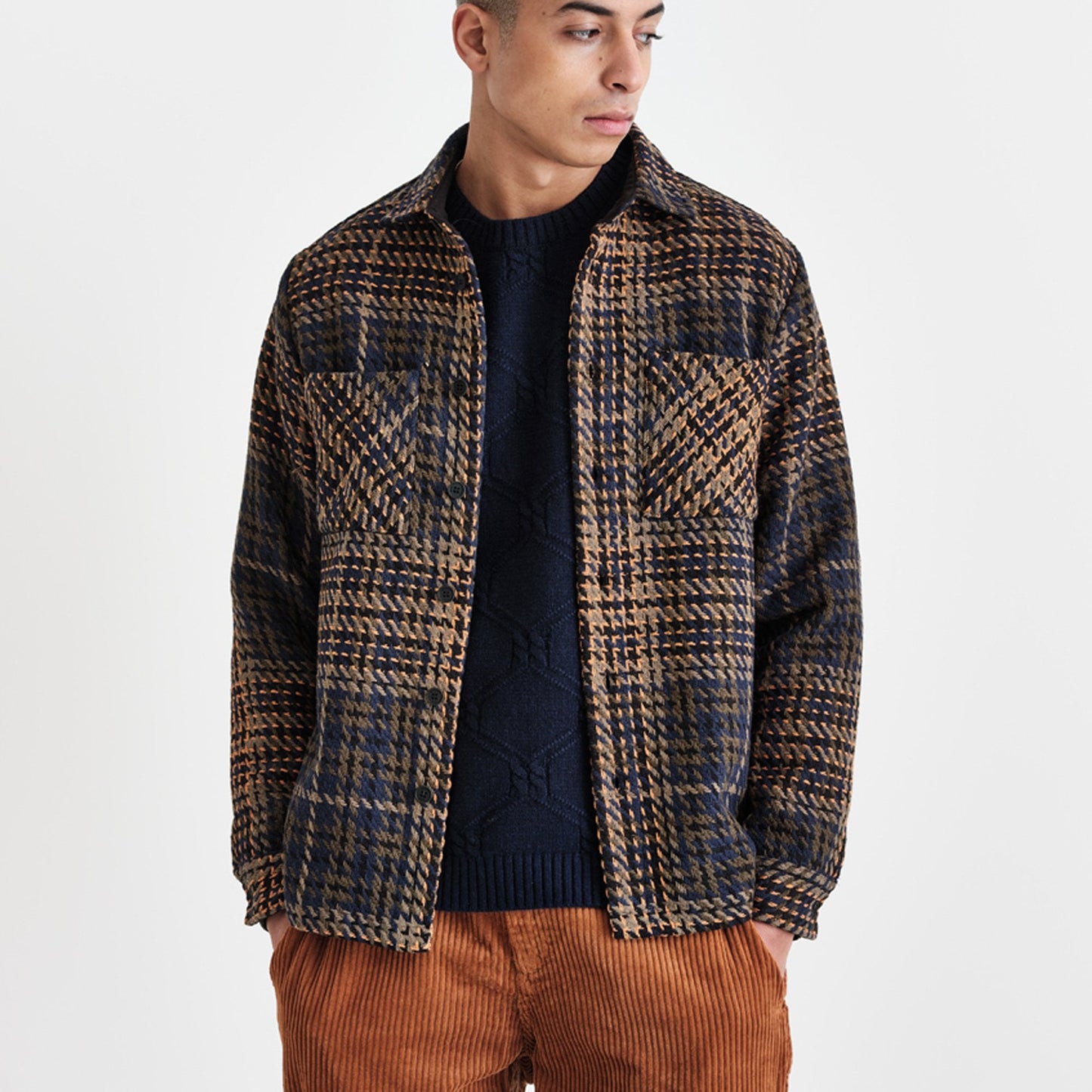 - Whiting Overshirt Heritage Check - Navy/Khaki