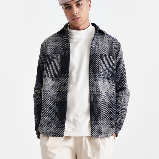 - Whiting Overshirt Sing Check - Navy/Grey