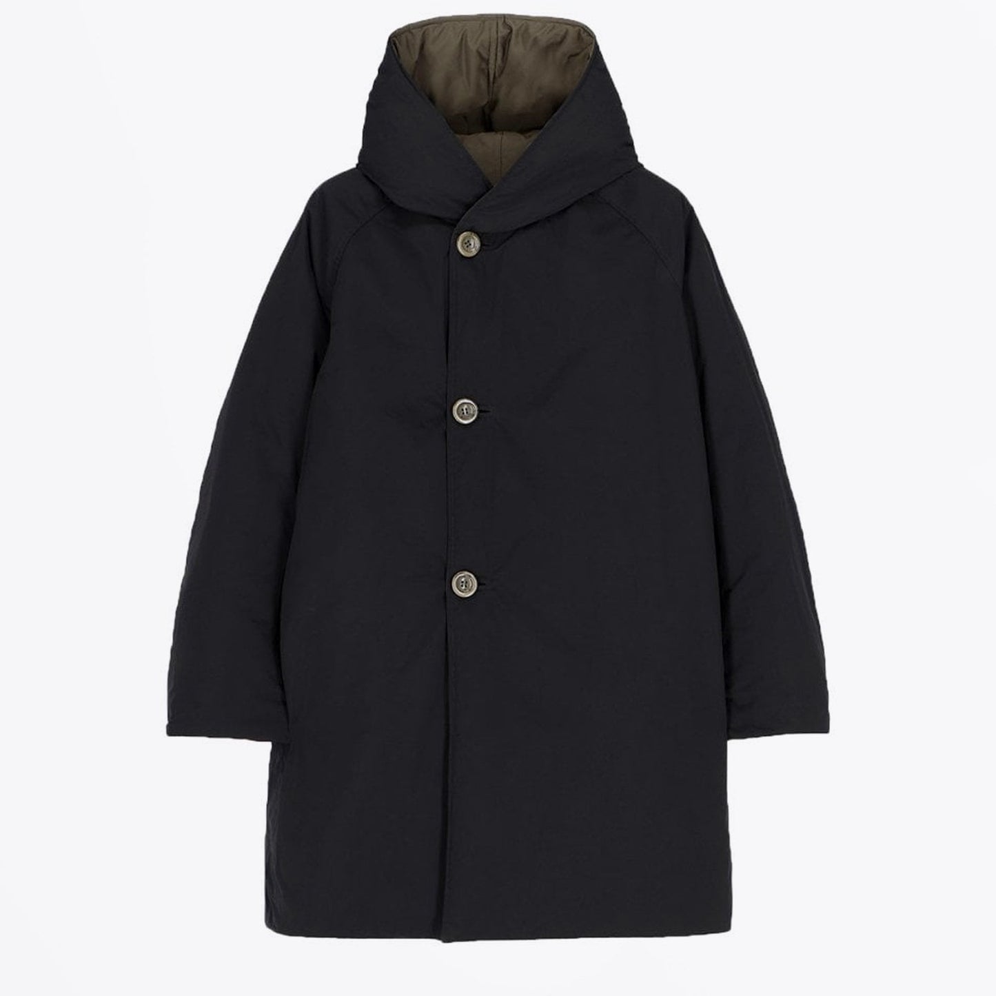 - Reversible Tech Twill Coat - Military Green/Black