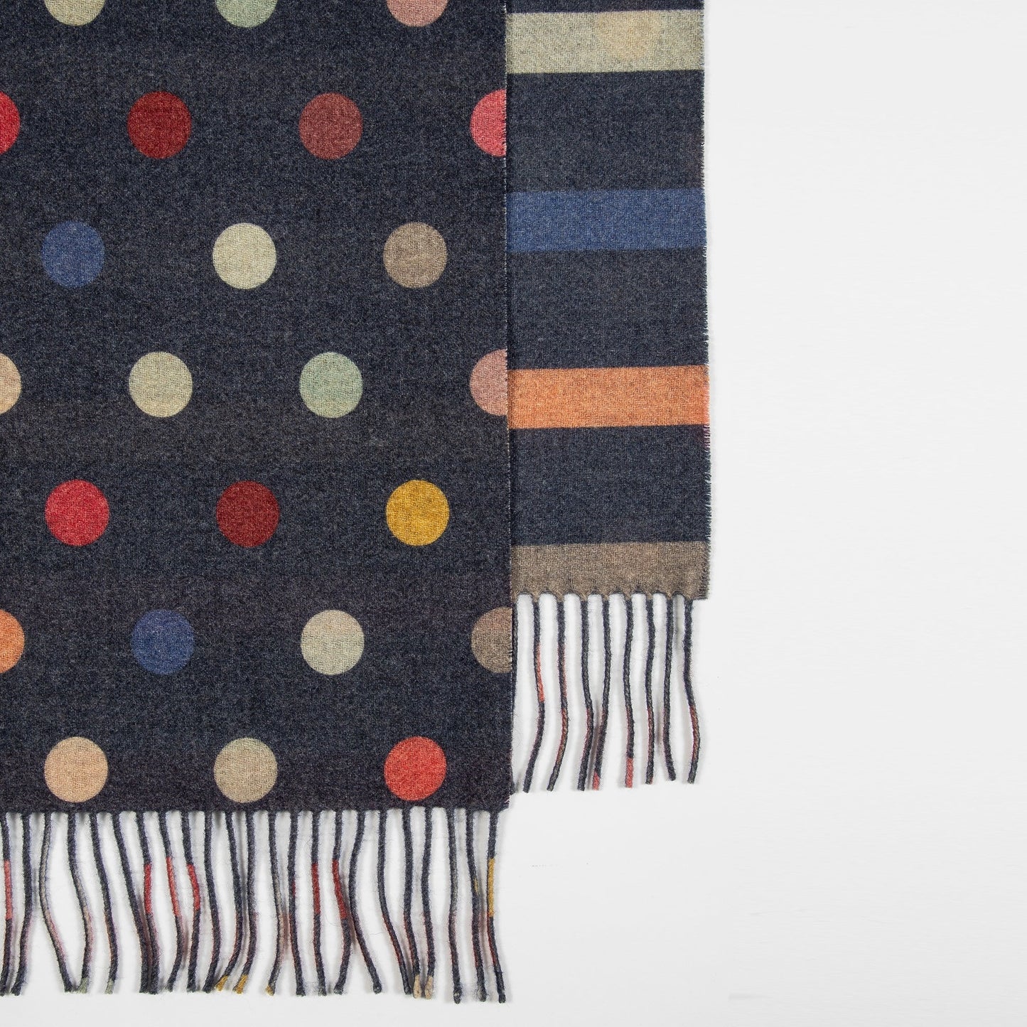 - Spot Stripe Scarf - Navy