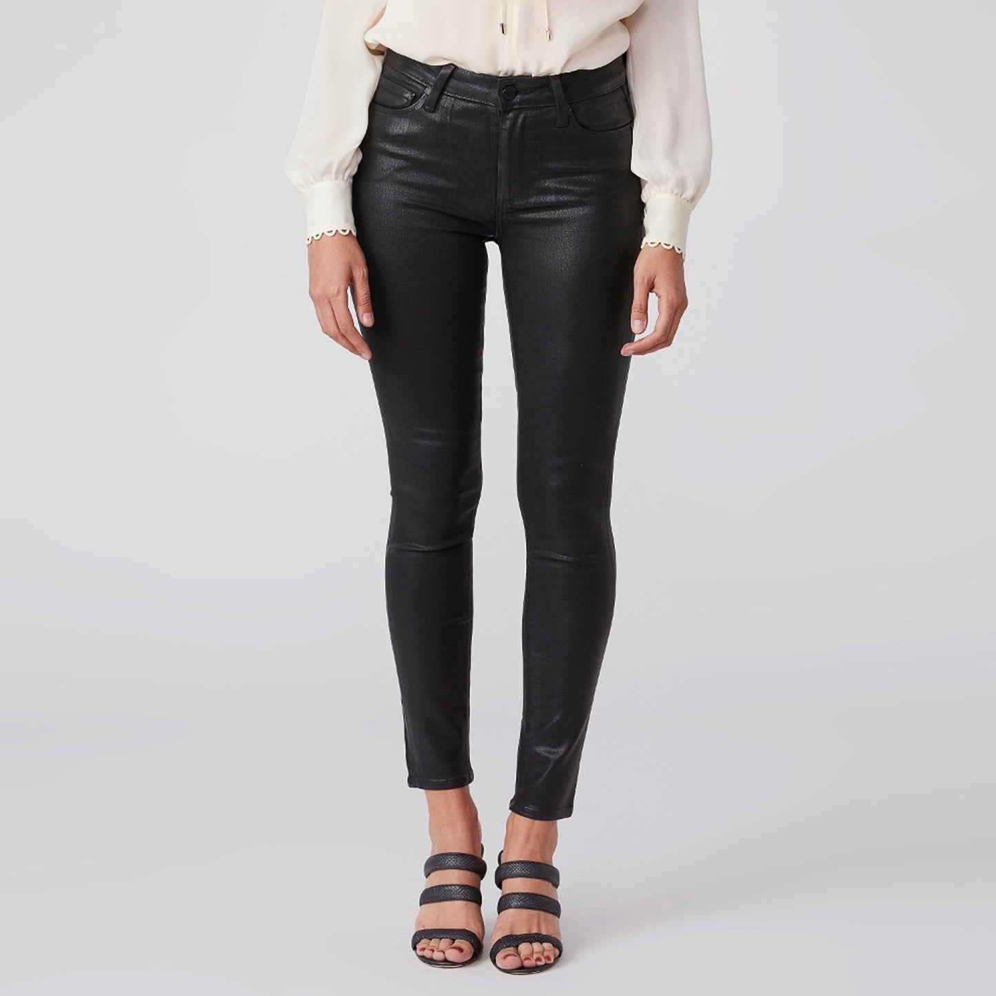 - Hoxton Ankle Luxe Coated Jeans - Black Fog