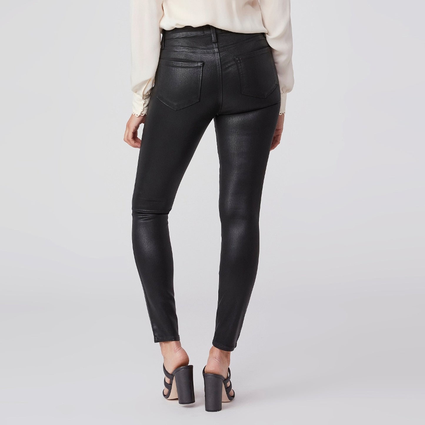 - Hoxton Ankle Luxe Coated Jeans - Black Fog