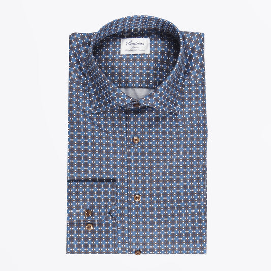 - Slimline 75 Geo Print Shirt - Navy