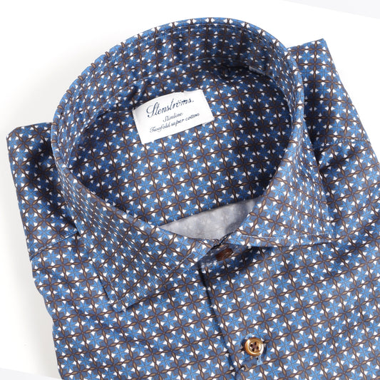 - Slimline 75 Geo Print Shirt - Navy