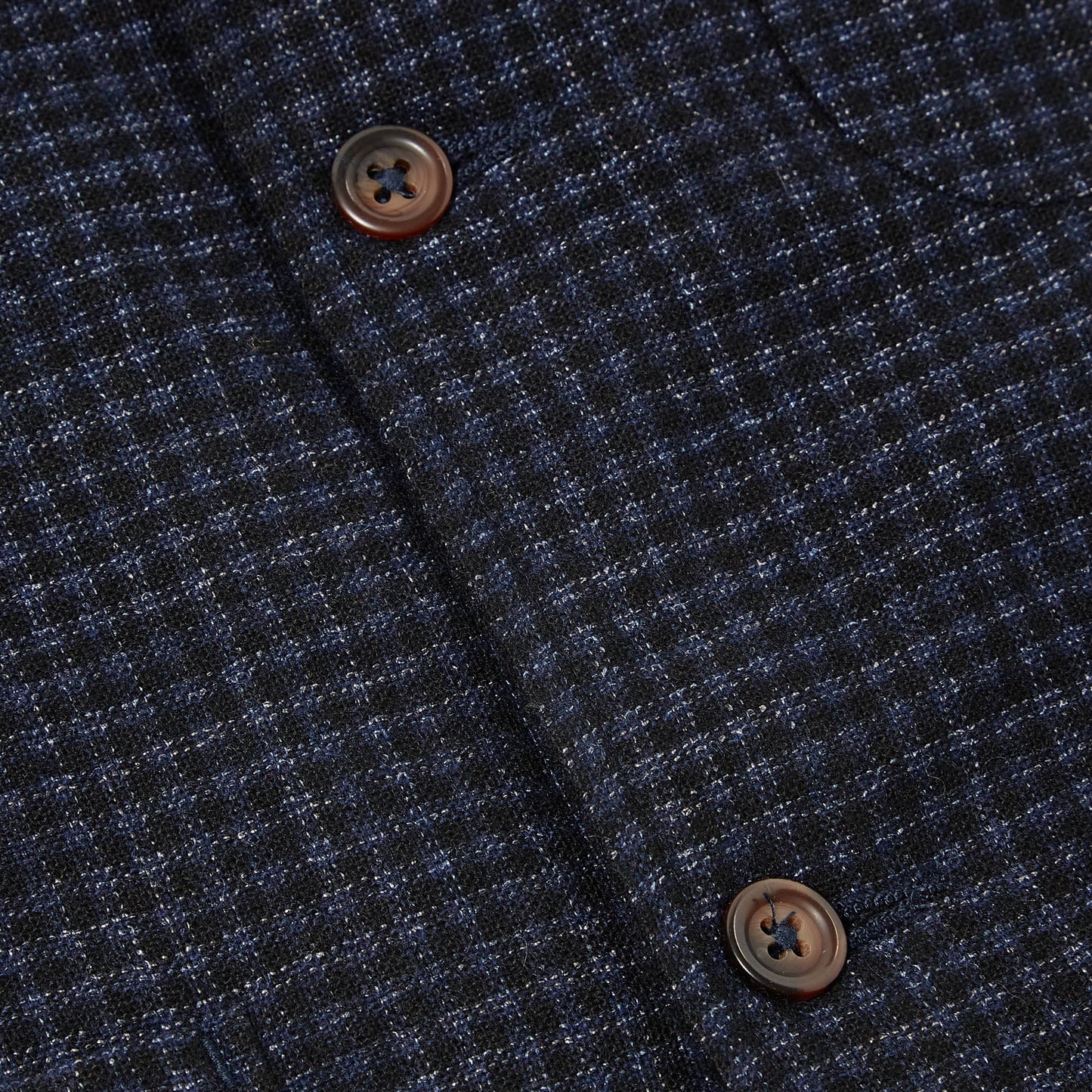 - Check Wool Mix Battleman Waistcoat - Navy