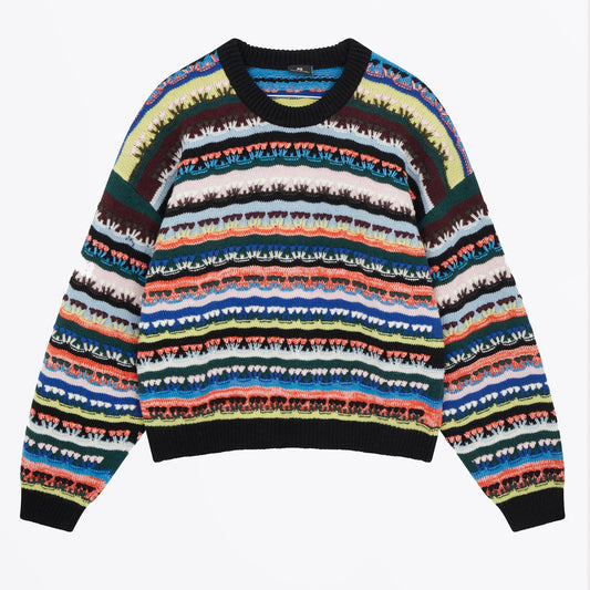 - Wool Blend Fair isle Knitted Sweater - Multicolour