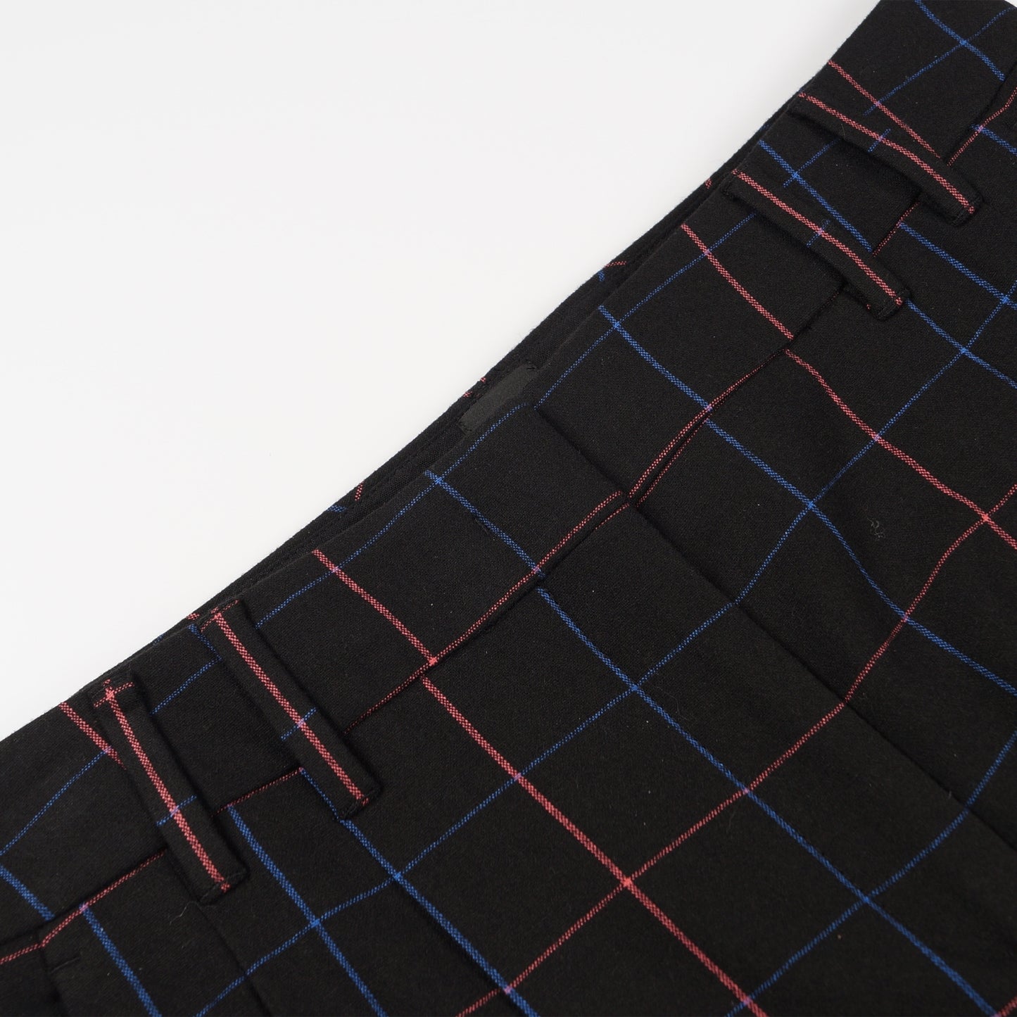 - Checked Trousers - Black