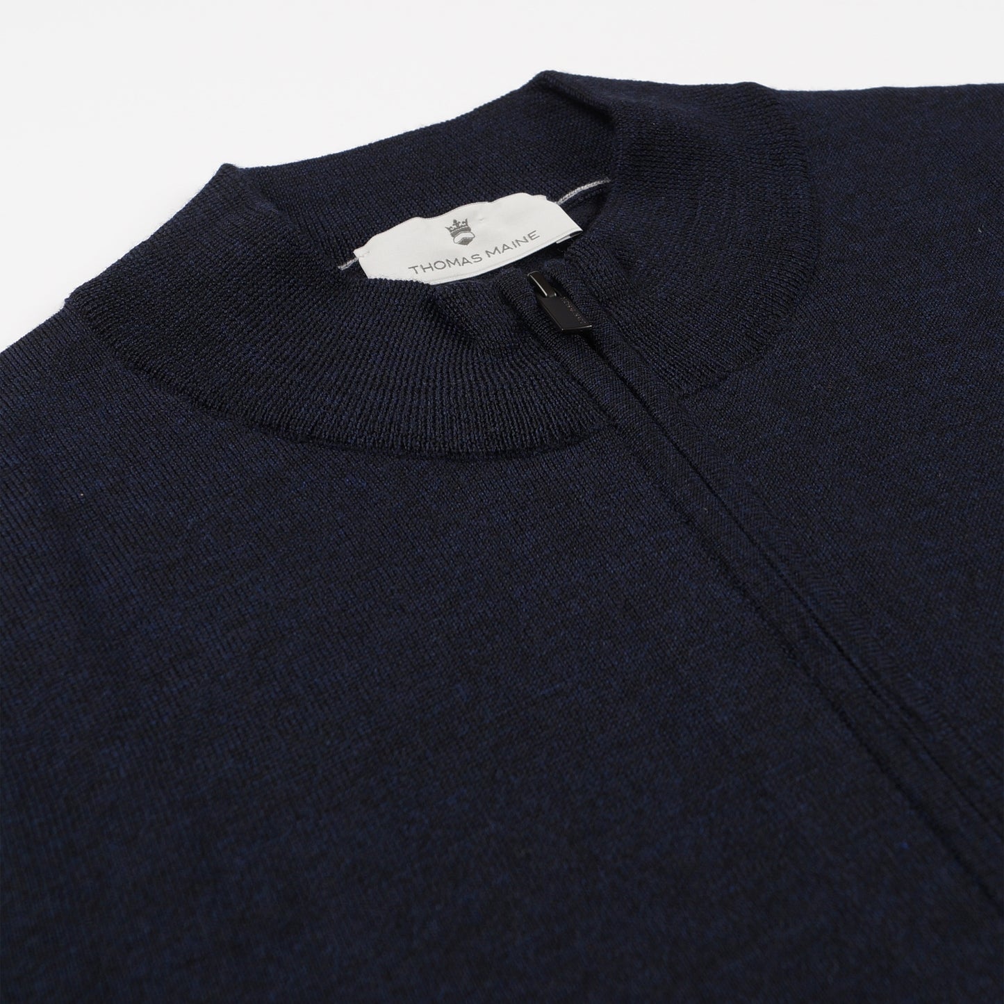 Merino Shirt Style Zip Pullover - Navy