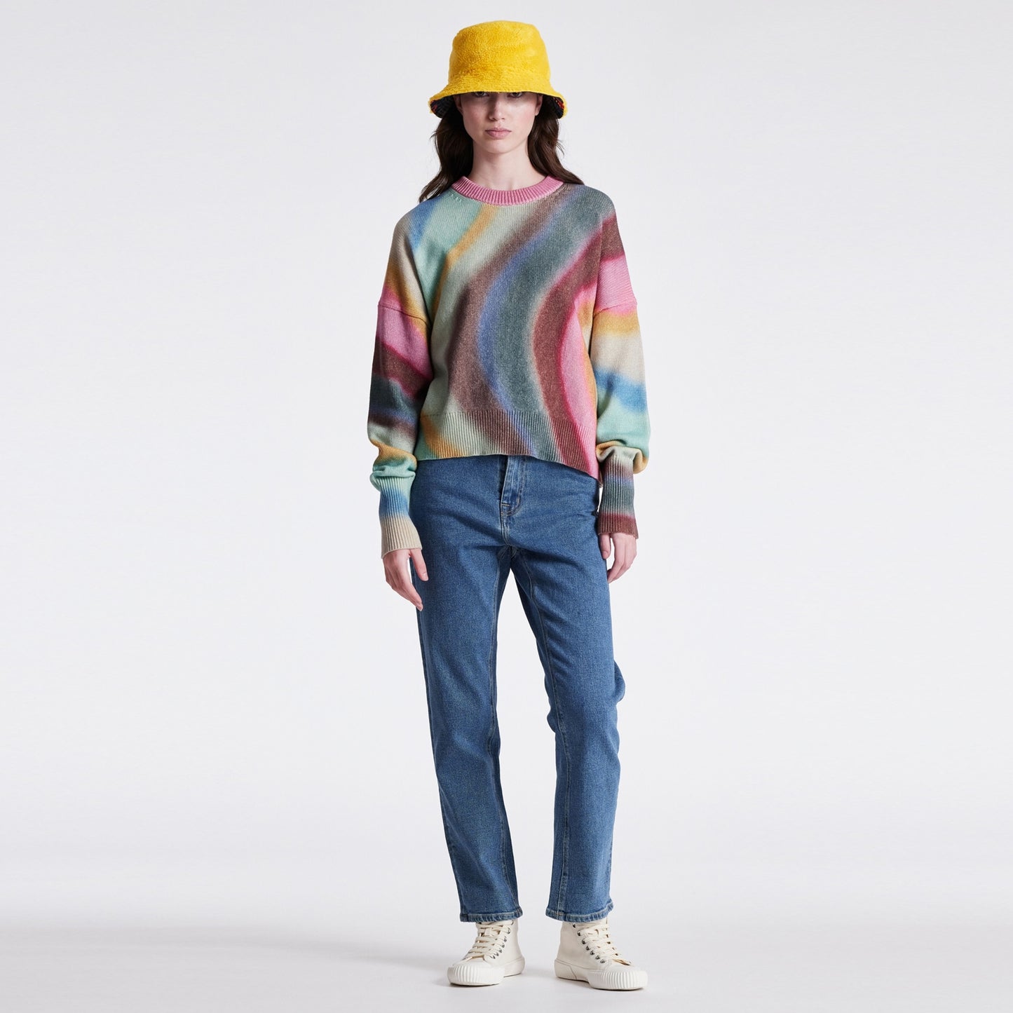 - Spray Swirl Knitted Crew Neck Pullover - Multicoloured