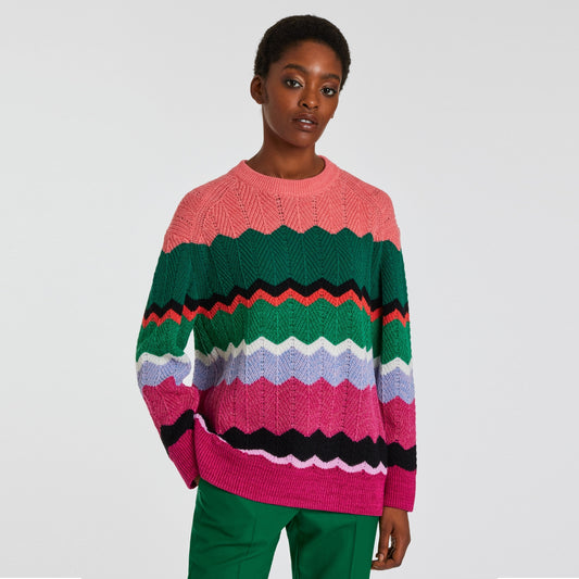 - Zig-Zag Stripe Knitted Sweater - Multi