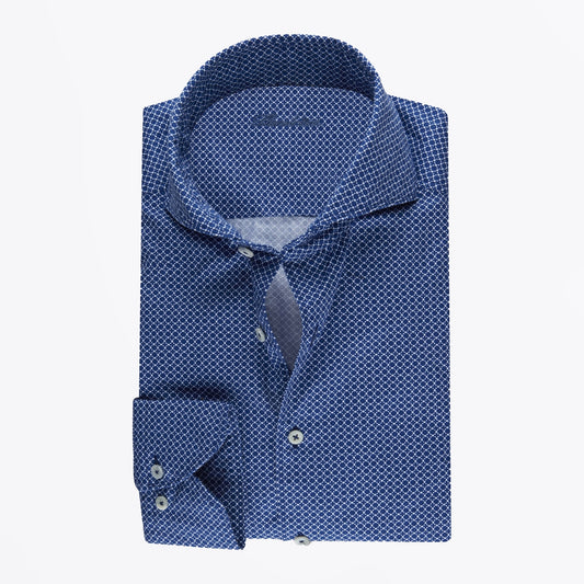 - 8361 Slimline Patterned Shirt - Blue