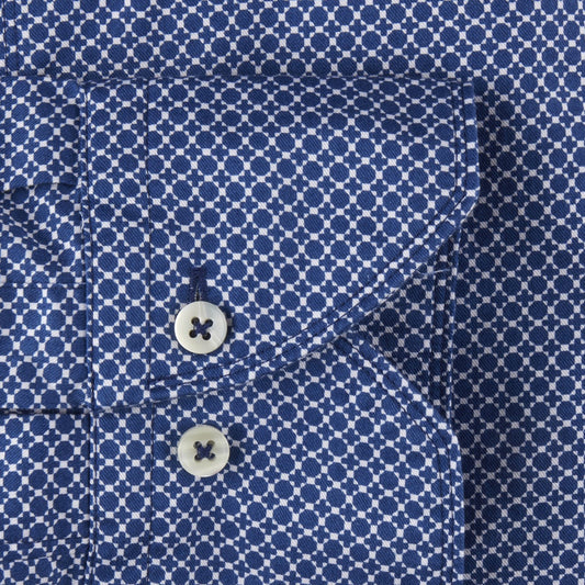 - 8361 Slimline Patterned Shirt - Blue