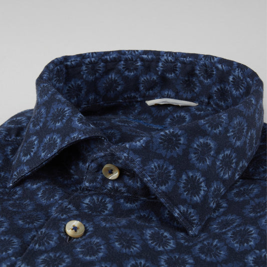 - 8477 Slimline Patterned Shirt - Navy
