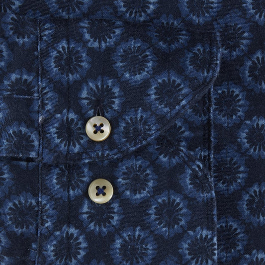 - 8477 Slimline Patterned Shirt - Navy